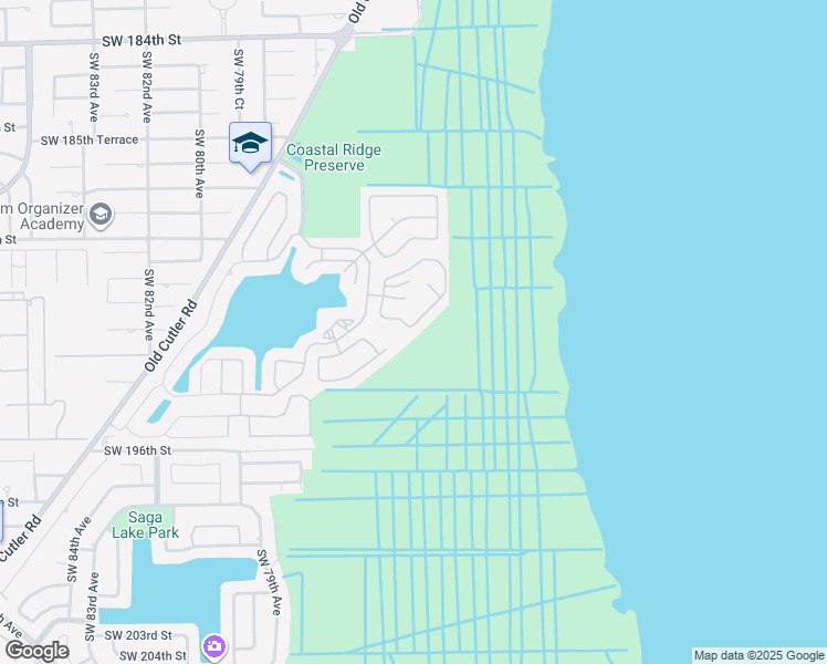 map of restaurants, bars, coffee shops, grocery stores, and more near 19051 Southwest 74th Avenue in Cutler Bay