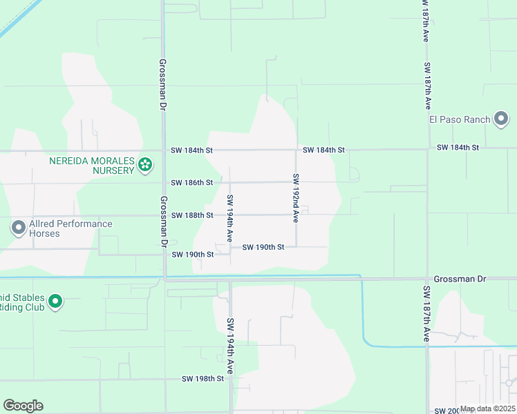 map of restaurants, bars, coffee shops, grocery stores, and more near 19331 Southwest 188th Street in Miami