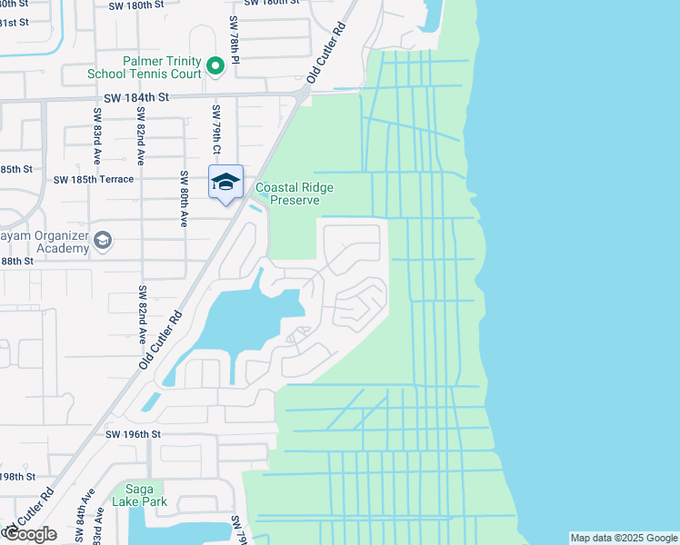 map of restaurants, bars, coffee shops, grocery stores, and more near Southwest 76th Court in Cutler Bay