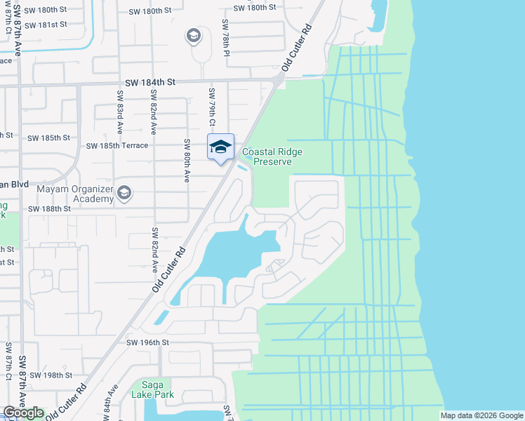 map of restaurants, bars, coffee shops, grocery stores, and more near 7783 Southwest 188th Street in Cutler Bay
