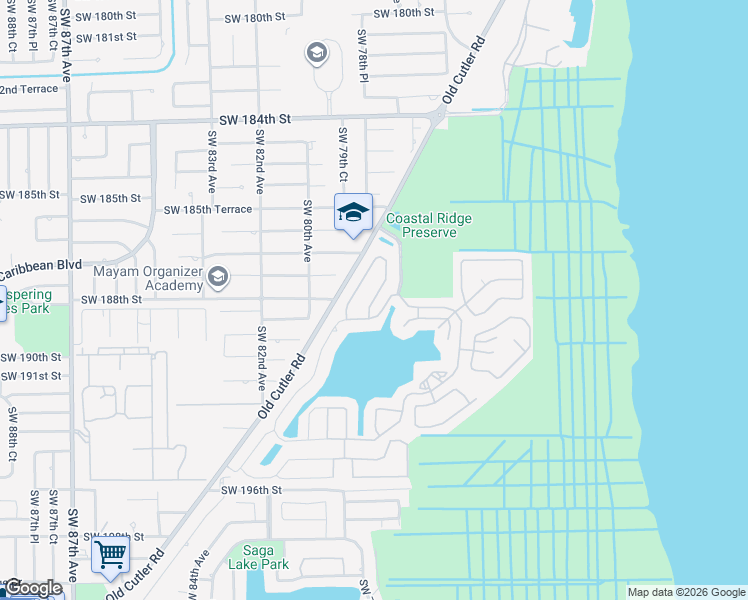 map of restaurants, bars, coffee shops, grocery stores, and more near 18766 Southwest 78th Court in Cutler Bay