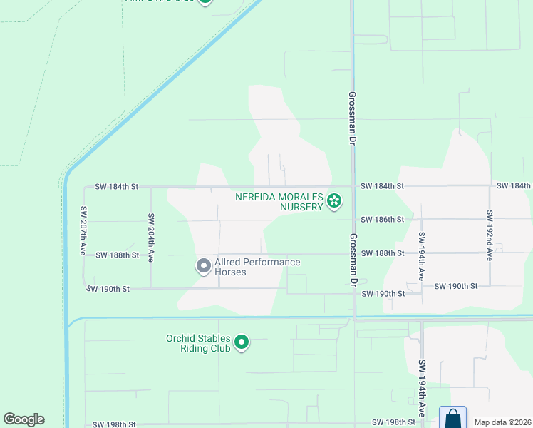 map of restaurants, bars, coffee shops, grocery stores, and more near 19905 Southwest 186th Street in Miami