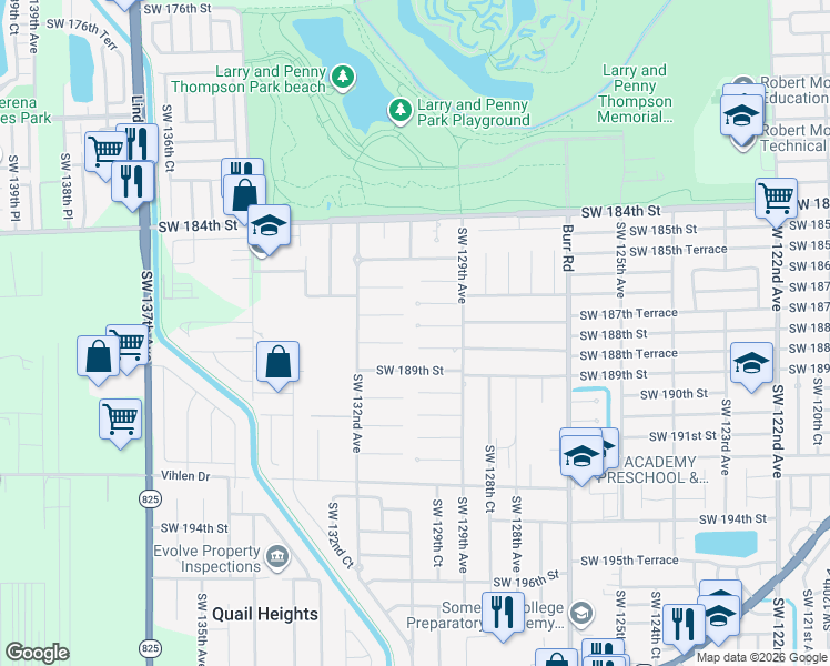 map of restaurants, bars, coffee shops, grocery stores, and more near 12990 SW 187th Terrace in Miami