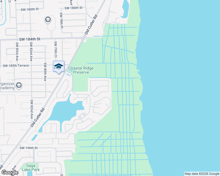 map of restaurants, bars, coffee shops, grocery stores, and more near 7454 Southwest 188th Terrace in Cutler Bay