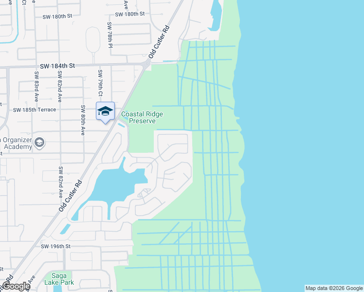 map of restaurants, bars, coffee shops, grocery stores, and more near 7454 Southwest 188th Terrace in Cutler Bay