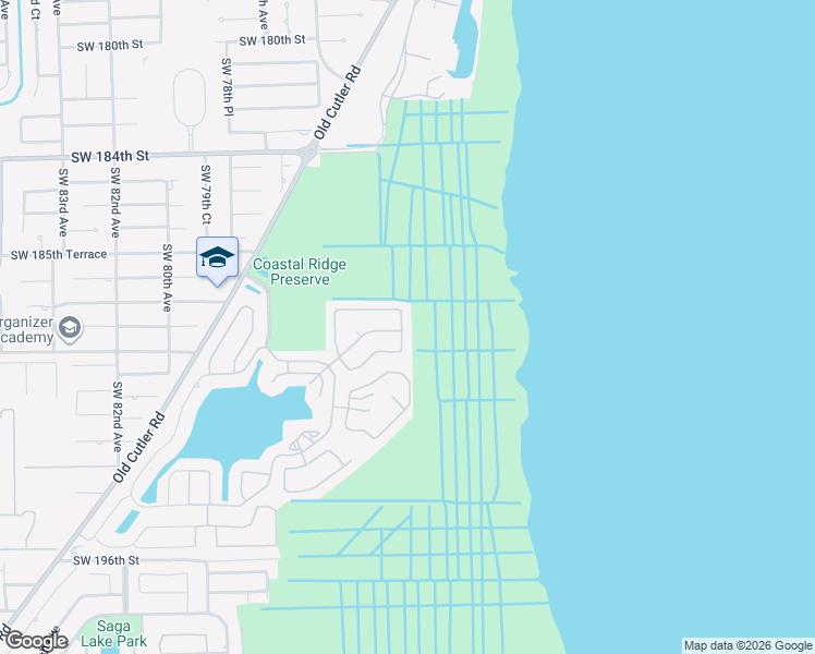 map of restaurants, bars, coffee shops, grocery stores, and more near 7454 Southwest 188th Terrace in Cutler Bay