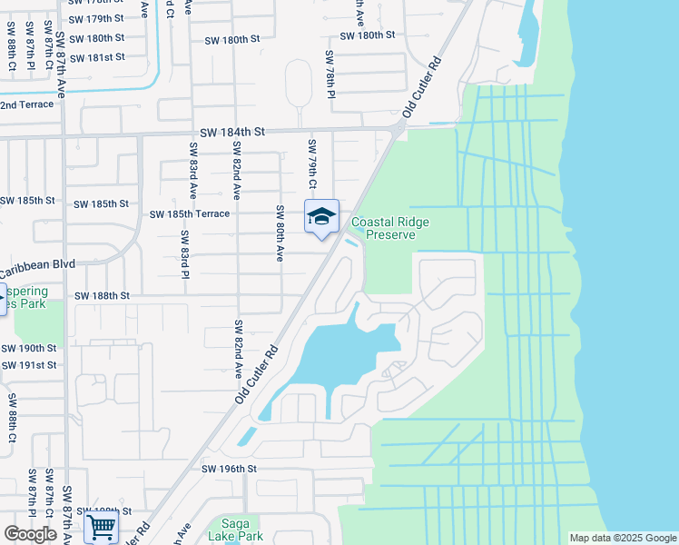 map of restaurants, bars, coffee shops, grocery stores, and more near 18766 Southwest 78th Court in Cutler Bay