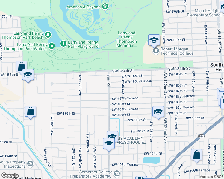 map of restaurants, bars, coffee shops, grocery stores, and more near 12635 Southwest 187th Street in Miami