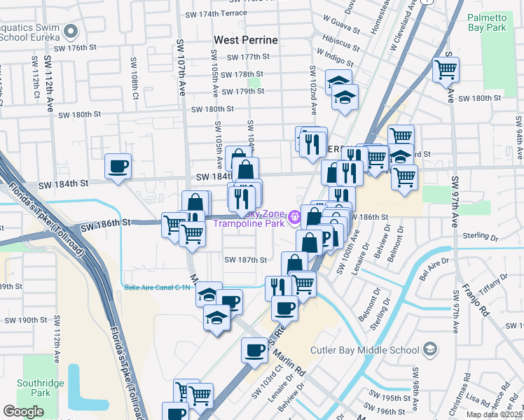 map of restaurants, bars, coffee shops, grocery stores, and more near in Quail Heights