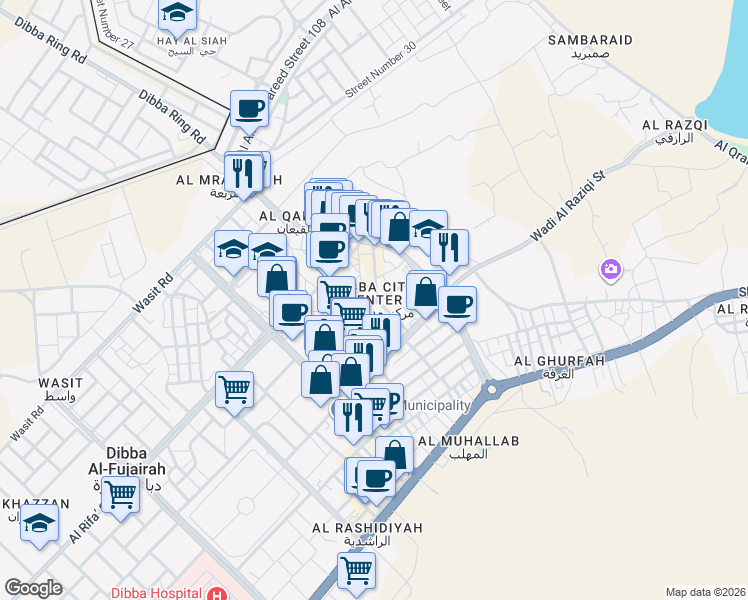 map of restaurants, bars, coffee shops, grocery stores, and more near in Dibba Al-Fujairah