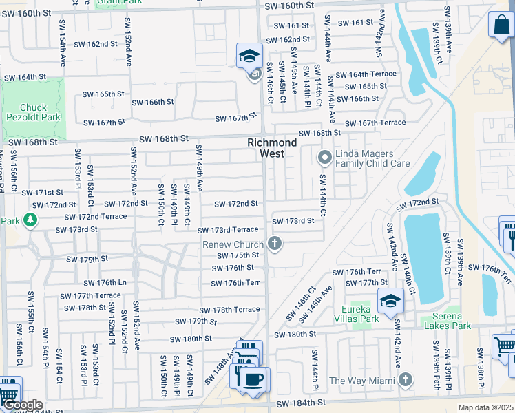 map of restaurants, bars, coffee shops, grocery stores, and more near in Richmond West