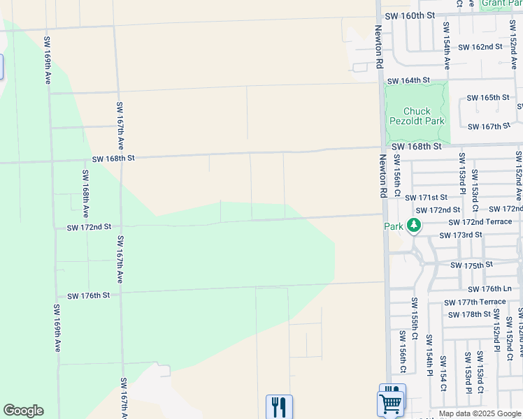 map of restaurants, bars, coffee shops, grocery stores, and more near 16100 Southwest 172nd Street in Miami