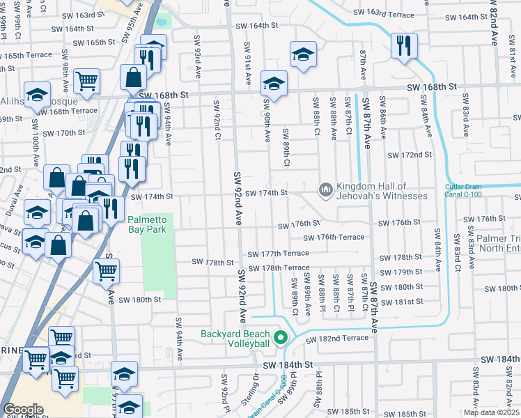 map of restaurants, bars, coffee shops, grocery stores, and more near in Miami-Dade County