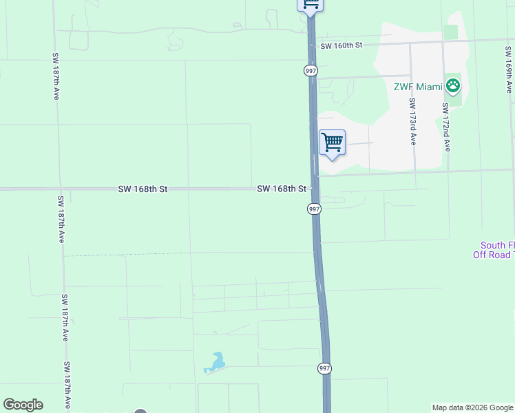 map of restaurants, bars, coffee shops, grocery stores, and more near 17880 Southwest 168th Street in Miami