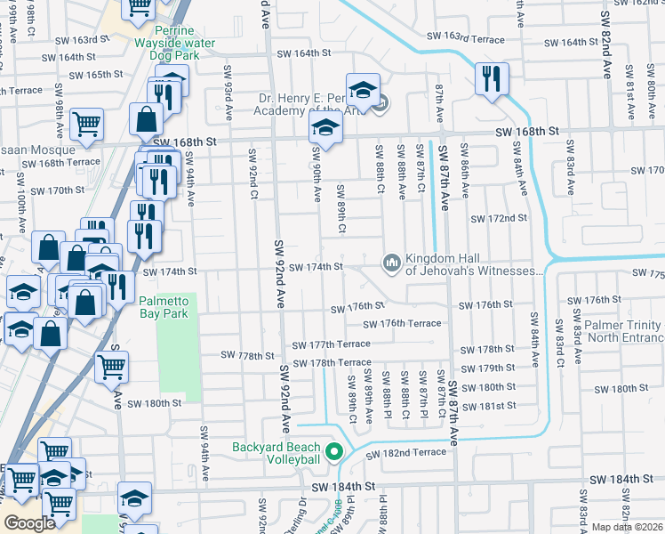 map of restaurants, bars, coffee shops, grocery stores, and more near in Miami-Dade County