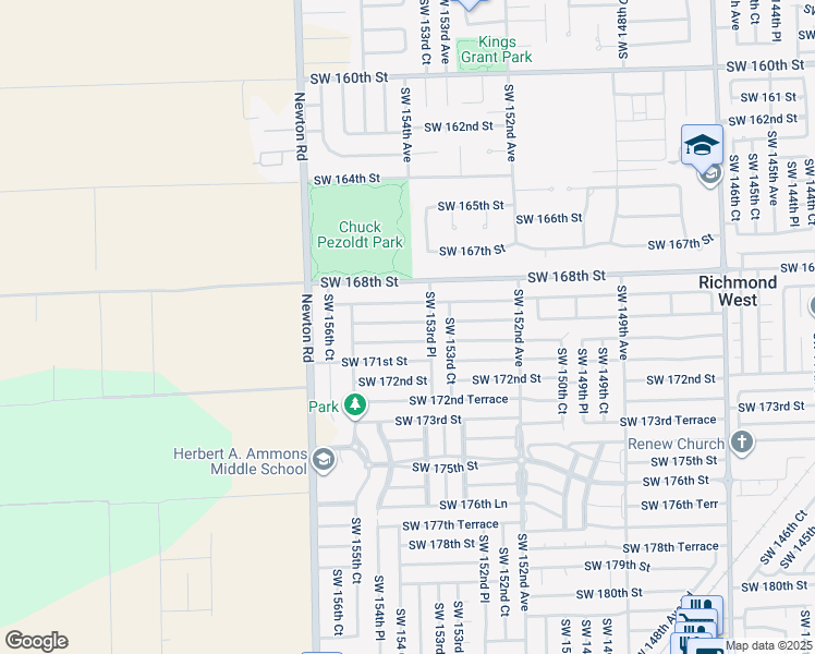 map of restaurants, bars, coffee shops, grocery stores, and more near 15391 Southwest 169th Lane in Miami