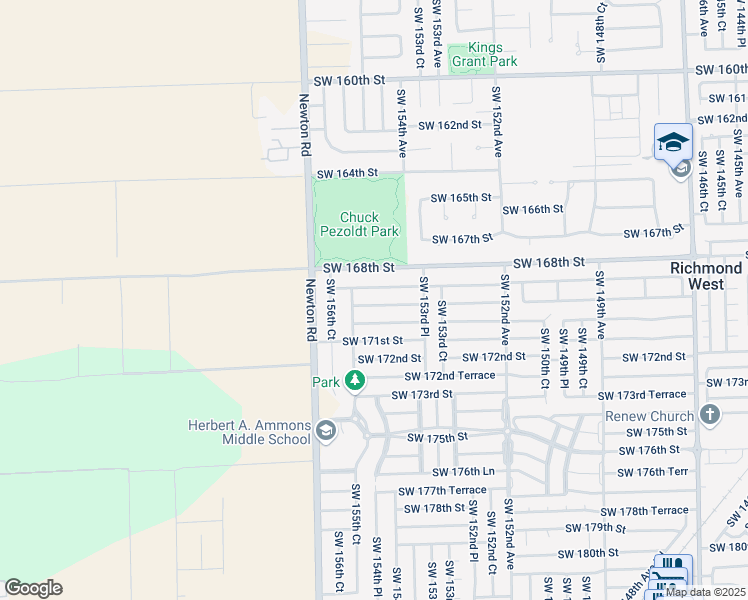 map of restaurants, bars, coffee shops, grocery stores, and more near 15451 Southwest 169th Lane in Miami