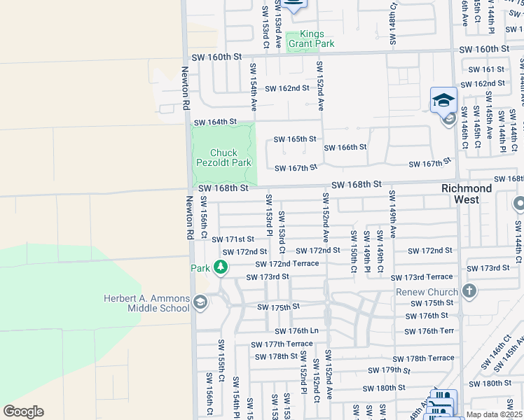 map of restaurants, bars, coffee shops, grocery stores, and more near 15391 Southwest 169th Lane in Miami