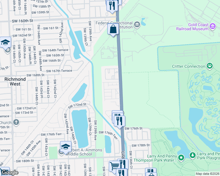 map of restaurants, bars, coffee shops, grocery stores, and more near 13725 Southwest 170th Terrace in Miami
