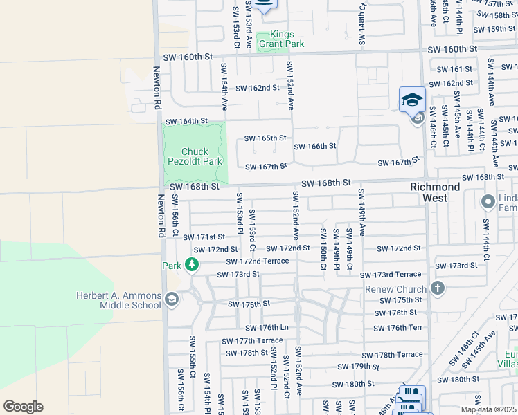map of restaurants, bars, coffee shops, grocery stores, and more near 15327 Southwest 169th Lane in Miami
