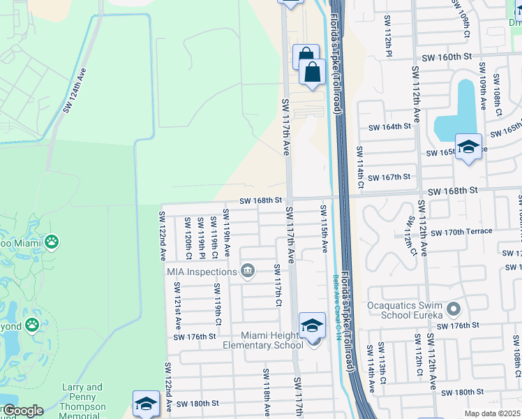 map of restaurants, bars, coffee shops, grocery stores, and more near 11760 Richmond Drive in Miami