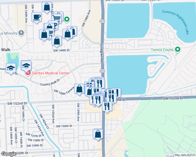 map of restaurants, bars, coffee shops, grocery stores, and more near 502 Southwest 149th Circle Court in Miami