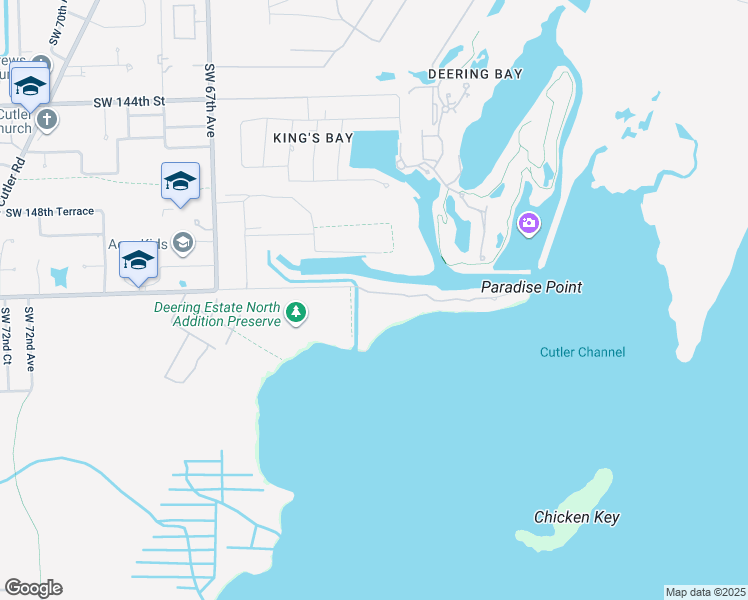map of restaurants, bars, coffee shops, grocery stores, and more near 6235 Paradise Point Drive in Palmetto Bay