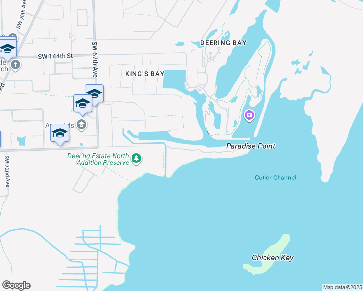 map of restaurants, bars, coffee shops, grocery stores, and more near 6206 Paradise Point Drive in Palmetto Bay