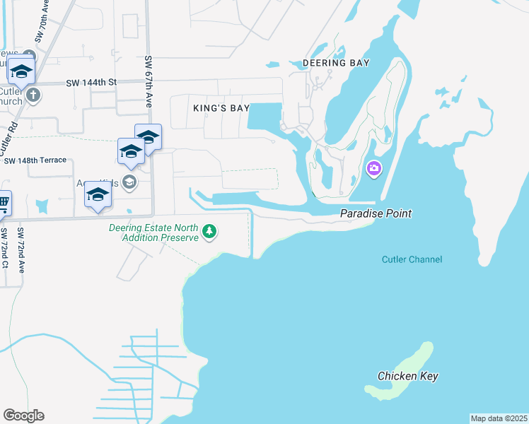 map of restaurants, bars, coffee shops, grocery stores, and more near 6234 Paradise Point Drive in Palmetto Bay