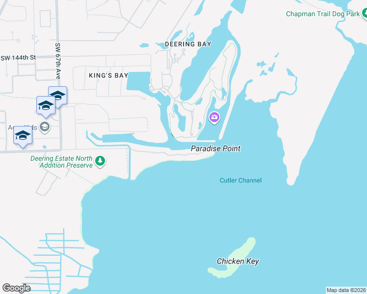 map of restaurants, bars, coffee shops, grocery stores, and more near 6200 Paradise Point Drive in Palmetto Bay