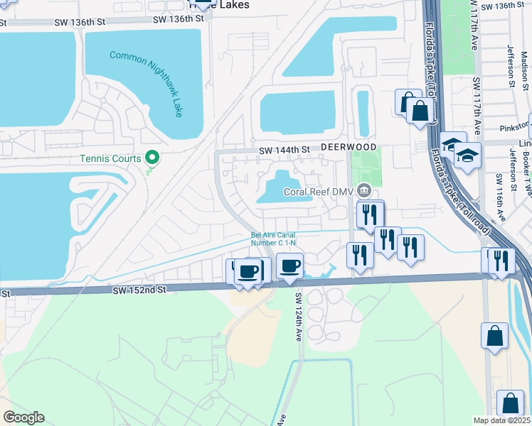 map of restaurants, bars, coffee shops, grocery stores, and more near 12514 Southwest 147th Terrace in Miami