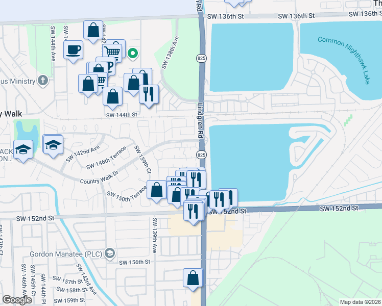 map of restaurants, bars, coffee shops, grocery stores, and more near 206 Southwest 149th Circle Court in Miami