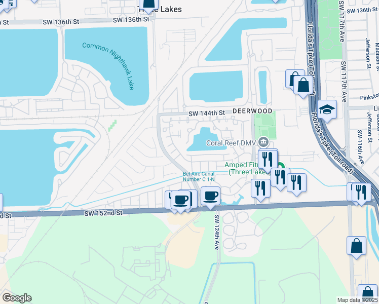 map of restaurants, bars, coffee shops, grocery stores, and more near 12527 Southwest 147th Terrace in Miami
