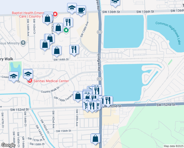 map of restaurants, bars, coffee shops, grocery stores, and more near 13776 Southwest 145th Terrace in Miami