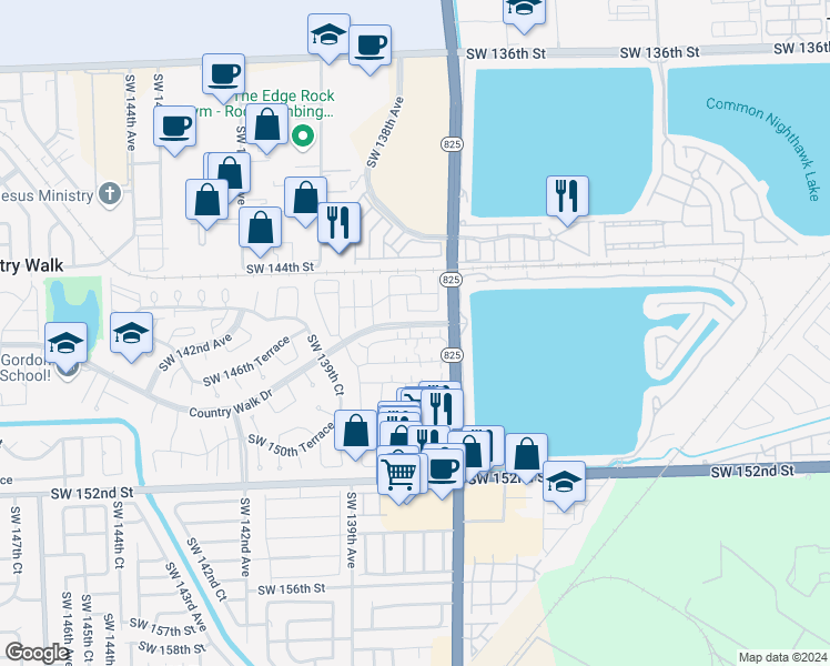 map of restaurants, bars, coffee shops, grocery stores, and more near 13776 Southwest 145th Terrace in Miami