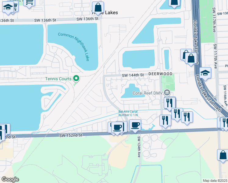 map of restaurants, bars, coffee shops, grocery stores, and more near 14621 Southwest 126th Place in Miami