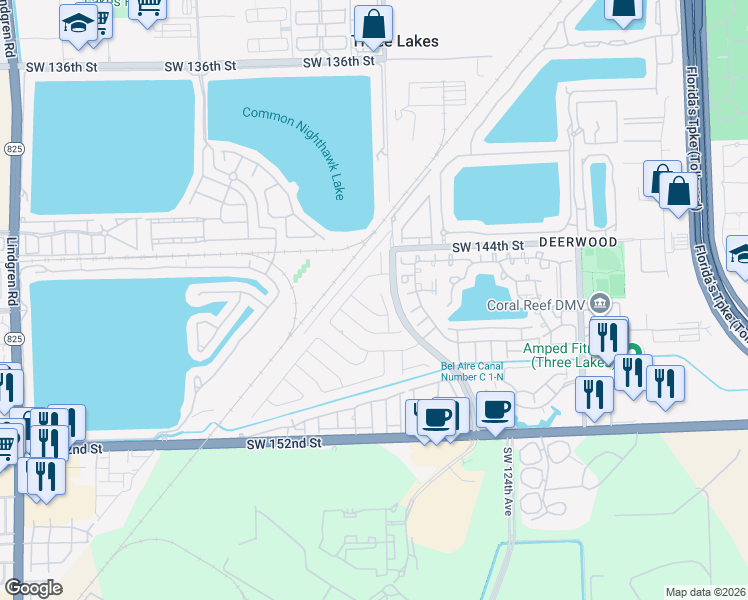 map of restaurants, bars, coffee shops, grocery stores, and more near 14624 Southwest 127th Court in Miami