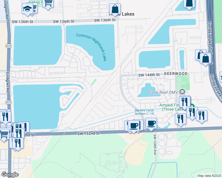 map of restaurants, bars, coffee shops, grocery stores, and more near 12838 Southwest 146th Terrace in Miami