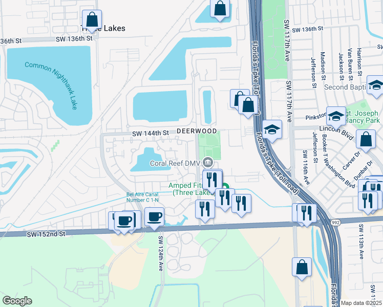 map of restaurants, bars, coffee shops, grocery stores, and more near 14541 Southwest 122nd Place in Miami