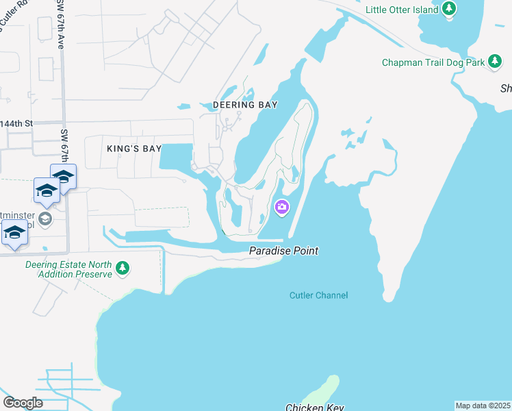 map of restaurants, bars, coffee shops, grocery stores, and more near 13687 Deering Bay Drive in Coral Gables