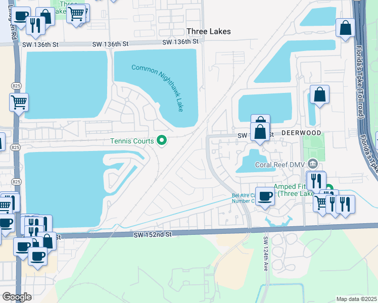 map of restaurants, bars, coffee shops, grocery stores, and more near 14526 Southwest 128th Court Road in Miami