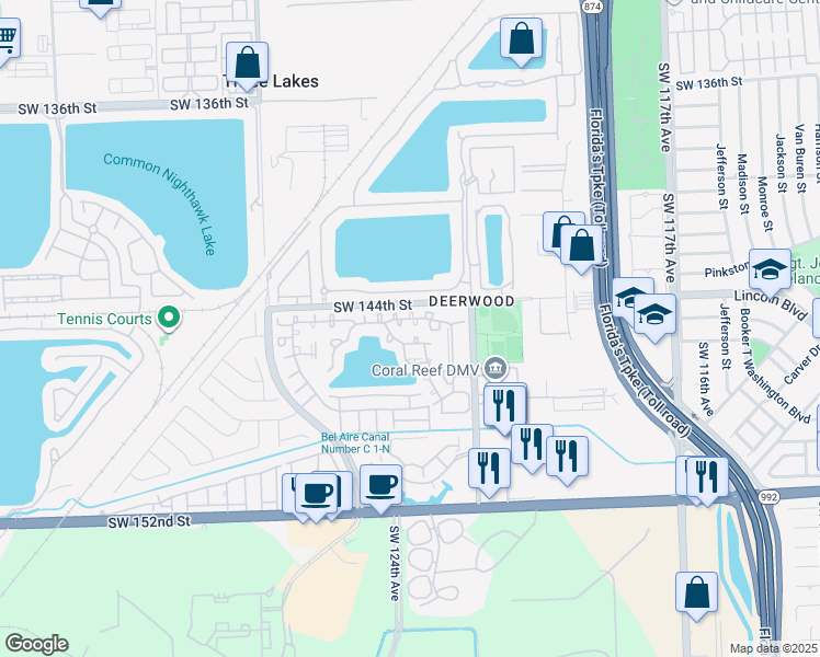 map of restaurants, bars, coffee shops, grocery stores, and more near 12328 Southwest 144th Terrace in Miami