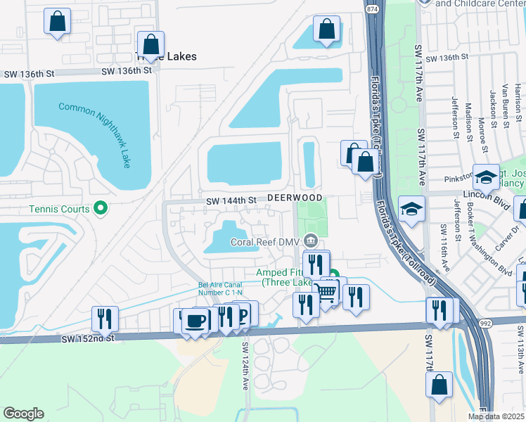 map of restaurants, bars, coffee shops, grocery stores, and more near 12328 Southwest 144th Terrace in Miami