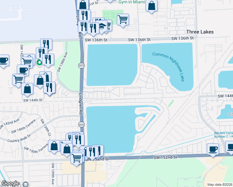 map of restaurants, bars, coffee shops, grocery stores, and more near 13383 Southwest 142nd Terrace in Miami
