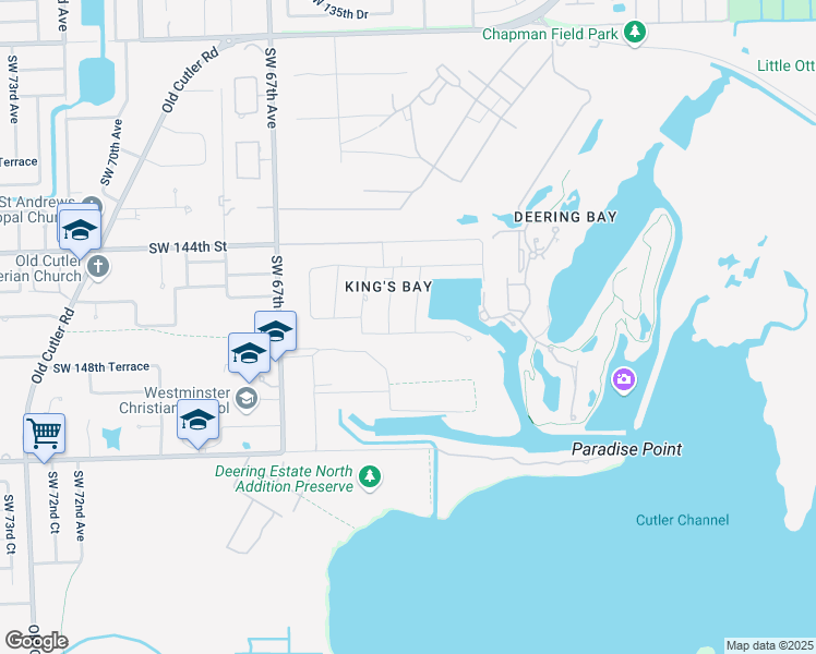 map of restaurants, bars, coffee shops, grocery stores, and more near 14625 Snapper Drive in Coral Gables