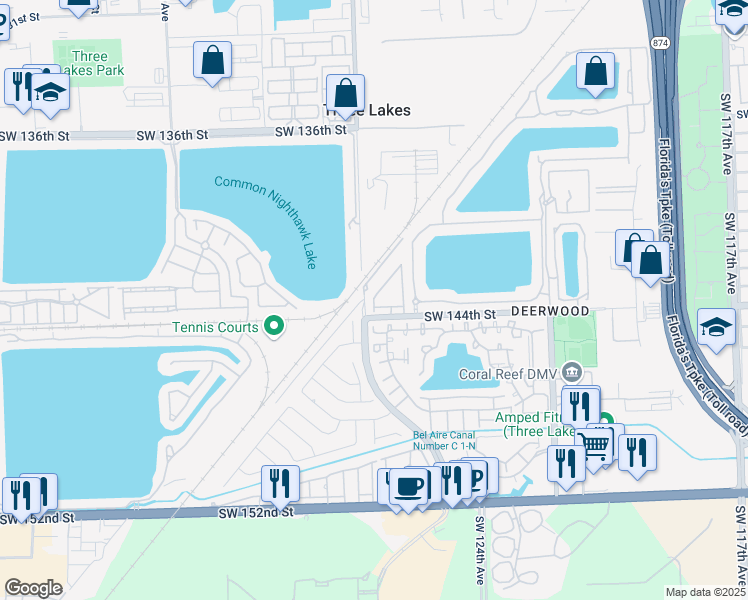 map of restaurants, bars, coffee shops, grocery stores, and more near 14049 Southwest 126th Avenue in Miami