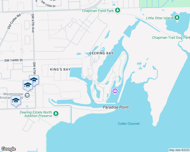 map of restaurants, bars, coffee shops, grocery stores, and more near 13645 Deering Bay Drive in Coral Gables