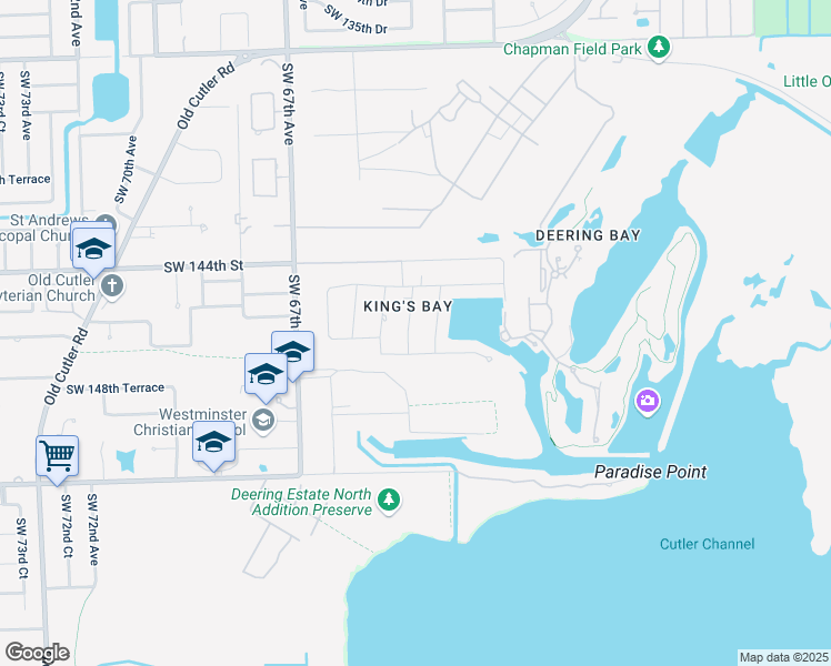 map of restaurants, bars, coffee shops, grocery stores, and more near 14625 Snapper Drive in Coral Gables