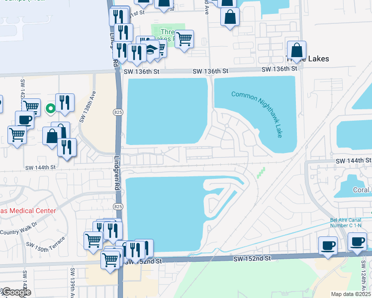 map of restaurants, bars, coffee shops, grocery stores, and more near 8600 Southwest 133rd Avenue in Miami
