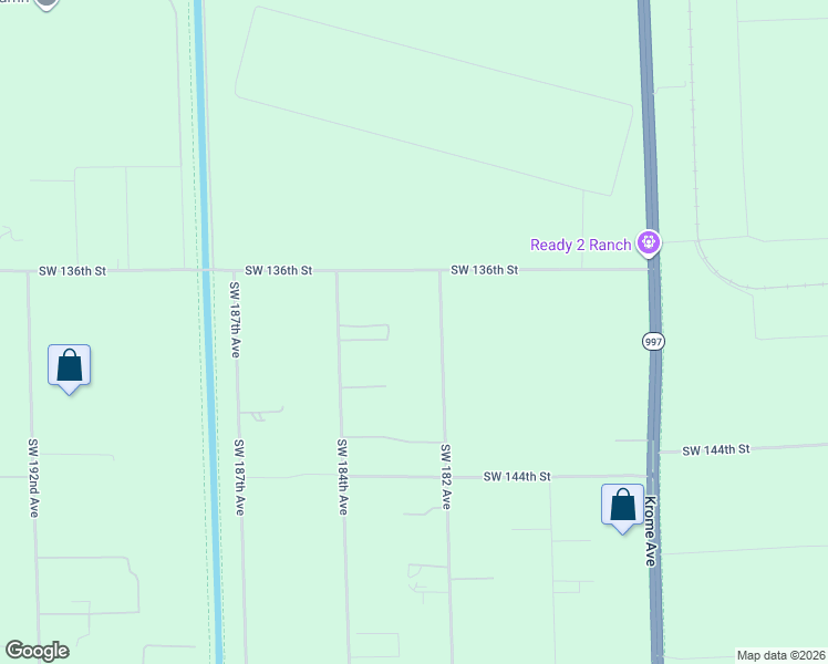 map of restaurants, bars, coffee shops, grocery stores, and more near 13850 Southwest 182 Avenue in Miami